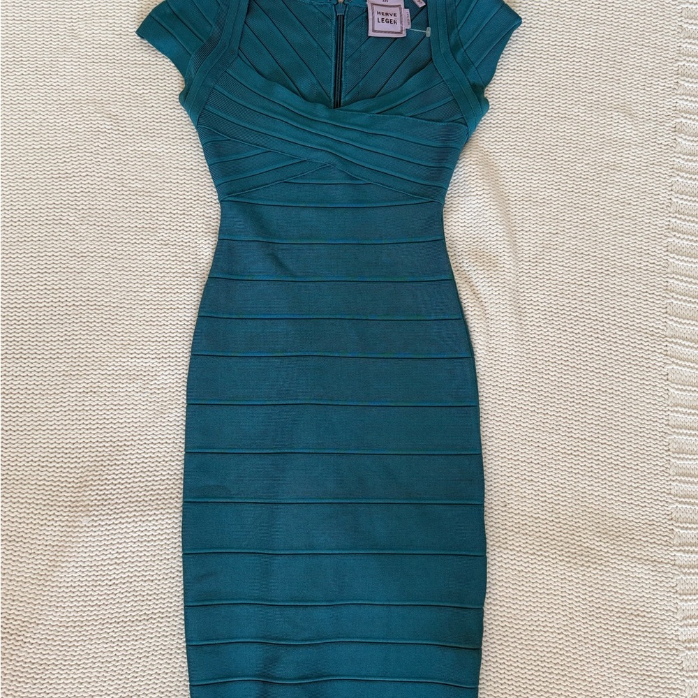 Herve Leger Teal Midi Dress